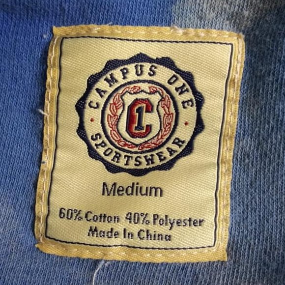 Upcycled Bleached Tye Dye Blue Duke Sweatshirt M - Picture 5 of 7